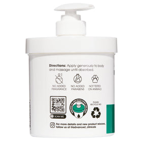 Advanced Clinicals label and size detail highlighting active ingredients and usage guidance