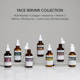 Advanced Clinicals serums styled on bathroom counter suggesting daily routine
