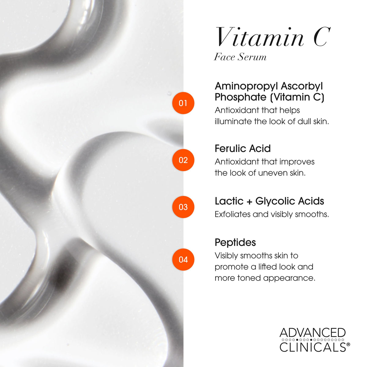 Advanced Clinicals serum application on hands demonstrating easy use