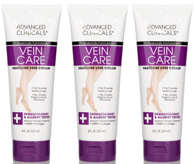 Advanced Clinicals front packaging for varicose veins cream showing label and benefits