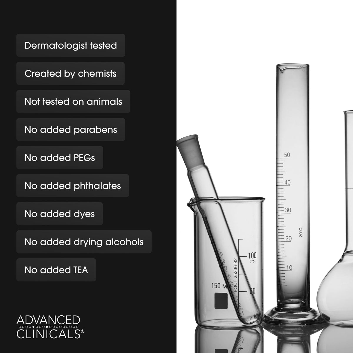 Advanced Clinicals jar next to hand illustrating product size and scale