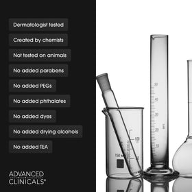 Advanced Clinicals jar next to hand illustrating product size and scale