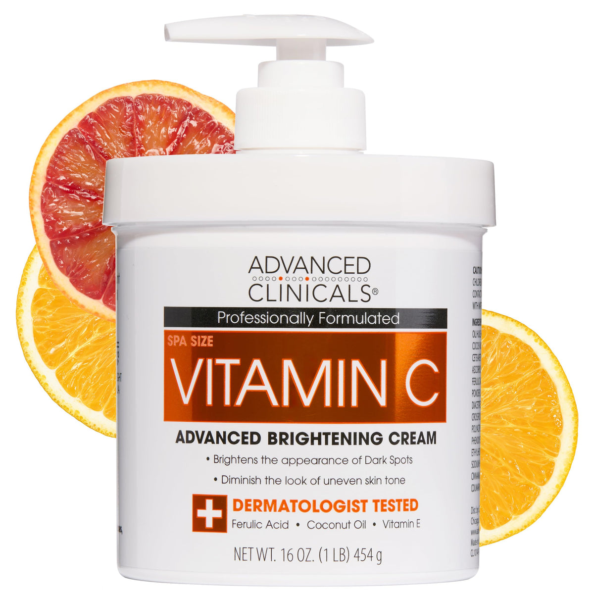 Advanced Clinicals front packaging showing vitamin C cream for brightening