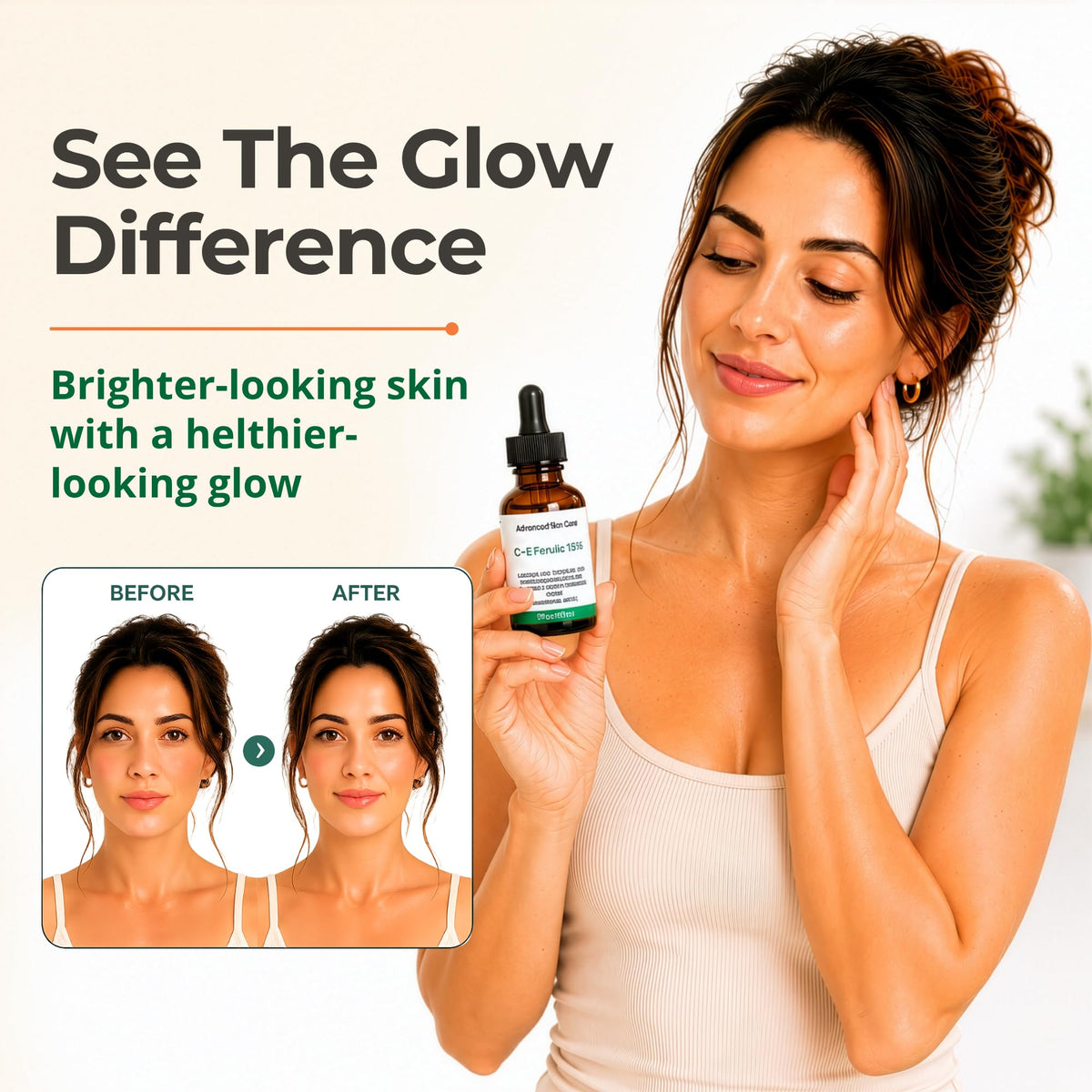 Advanced Skin Care applying serum to hand demonstrating easy layering benefit