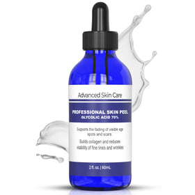 Advanced Skin Care front bottle image showing product label and clear serum, conveys professional-grade results