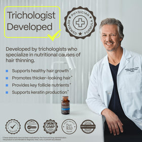 Advanced Trichology capsule texture close-up highlighting purity and quality