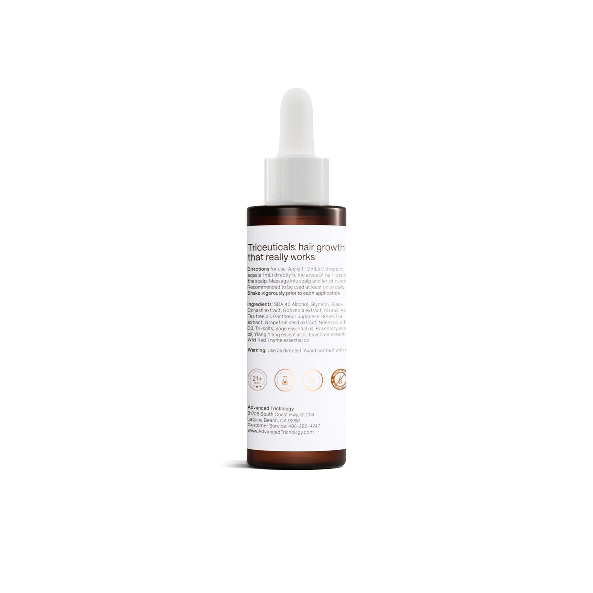 Advanced Trichology HairStem on bathroom counter in lifestyle setting suggesting daily use