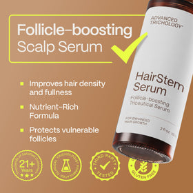 Advanced Trichology HairStem dropper dispensing serum highlighting precise application