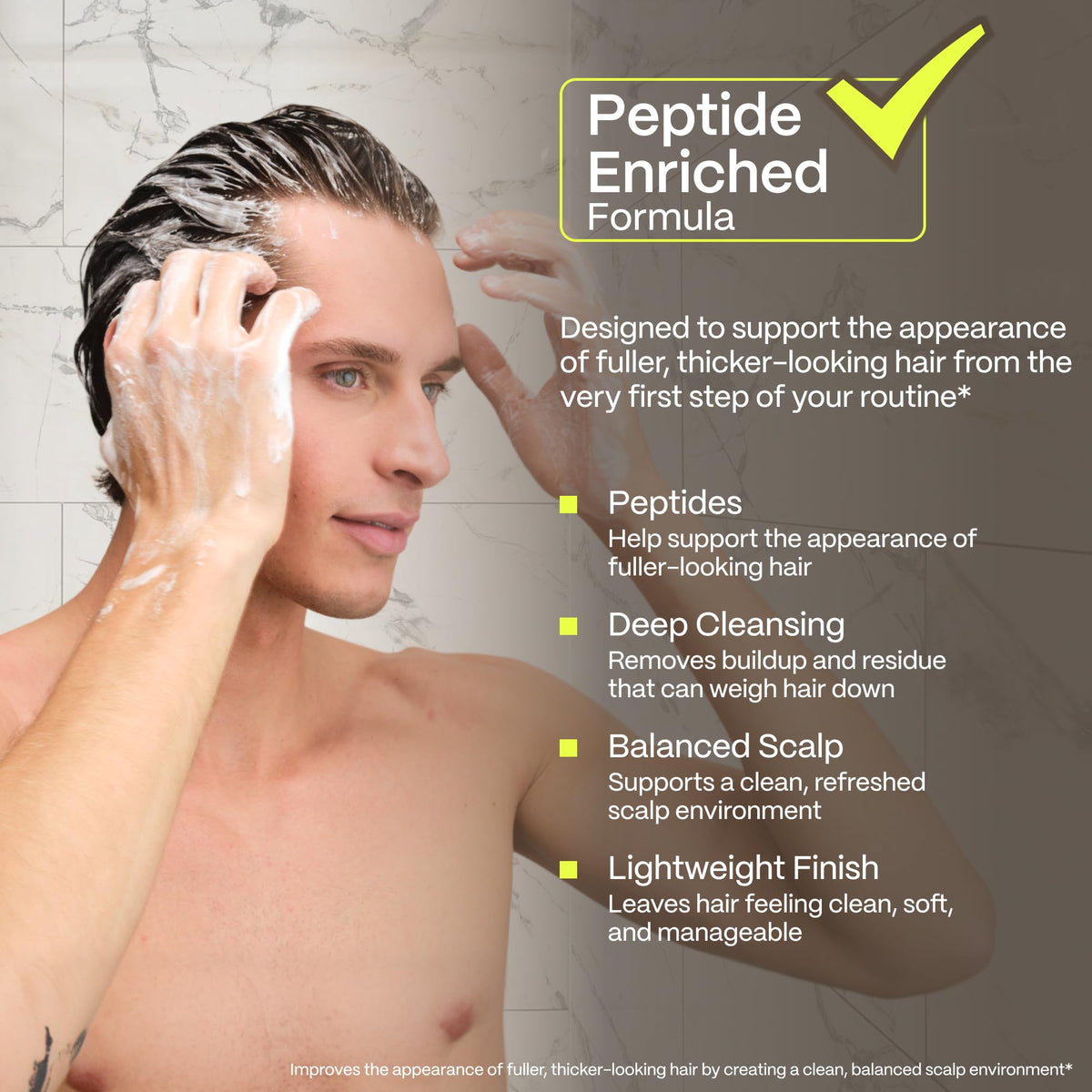 Advanced Trichology botanical blend display illustrating soothing scalp-supporting nutrients