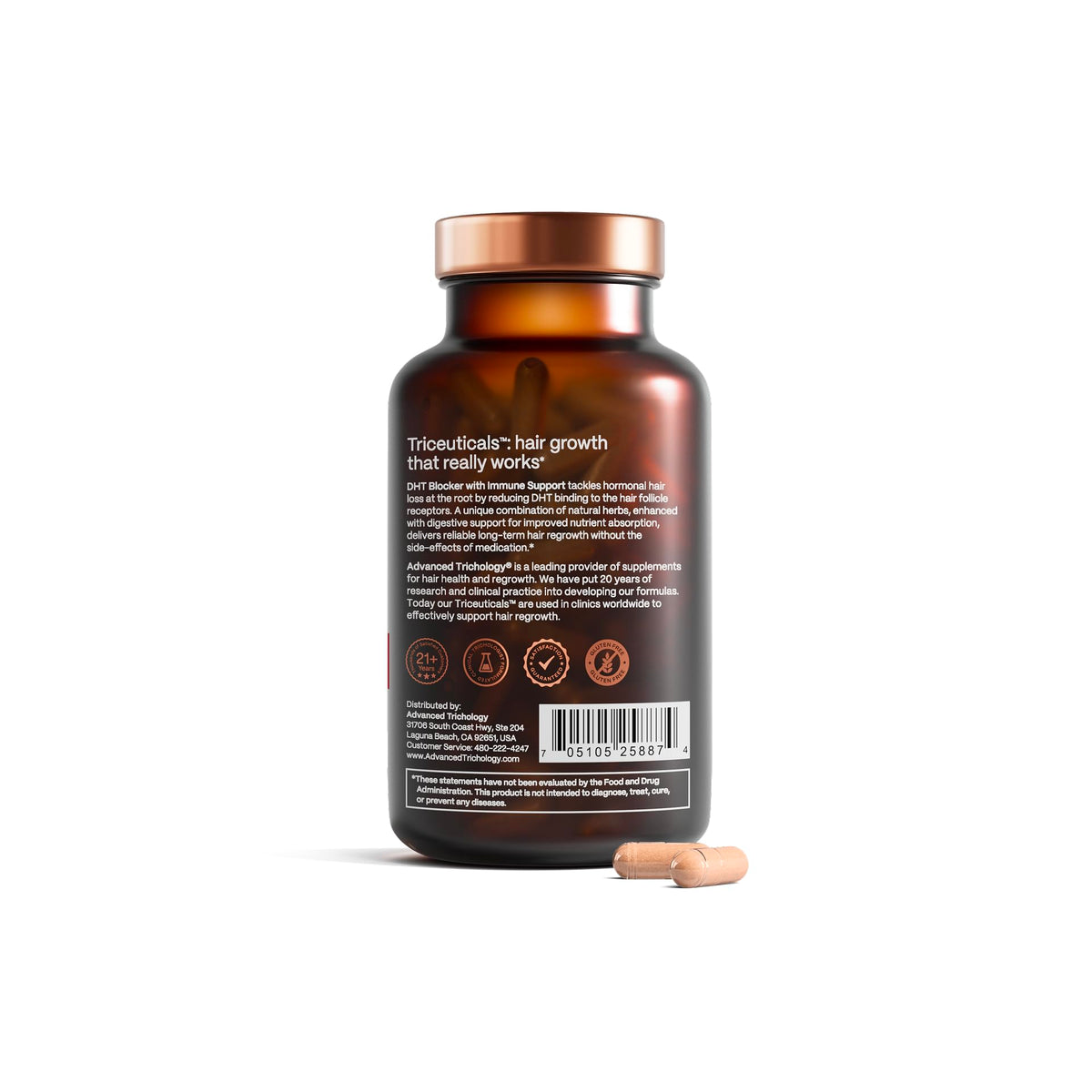 Advanced Trichology ingredients flatlay showing natural components and support