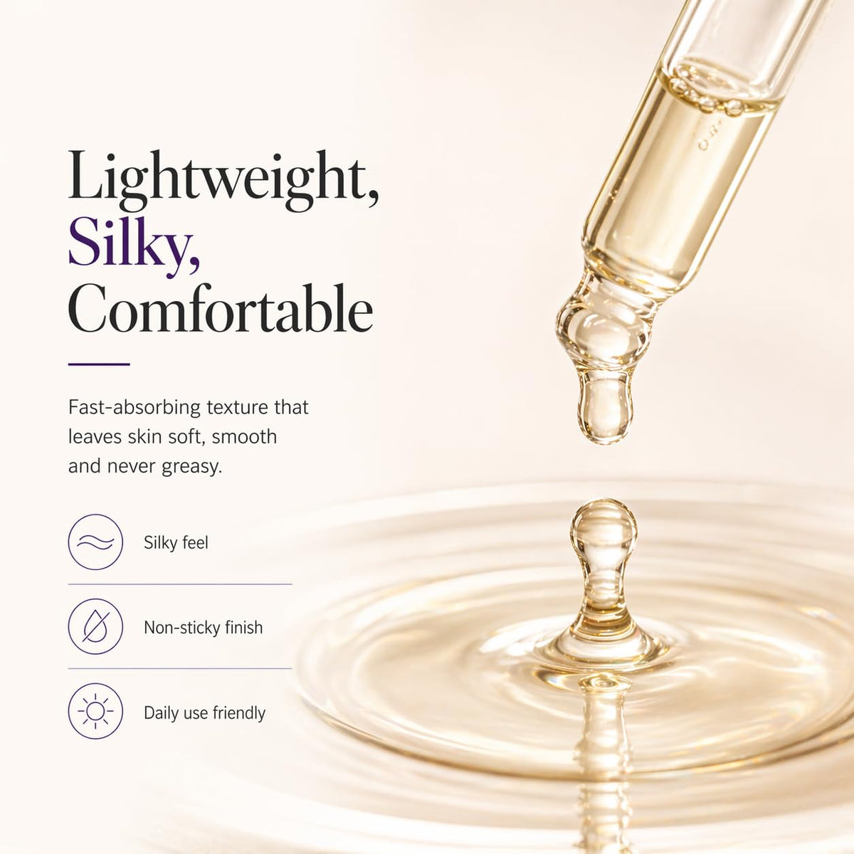Adweekey facial oil drop on hand demonstrating lightweight feel and fast absorption benefit