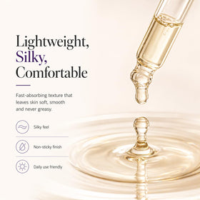Adweekey facial oil drop on hand demonstrating lightweight feel and fast absorption benefit