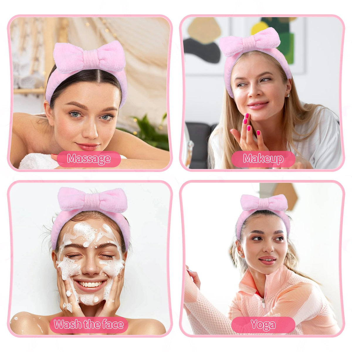 Aeaocvo headband holding hair back during facial demonstrating practical use