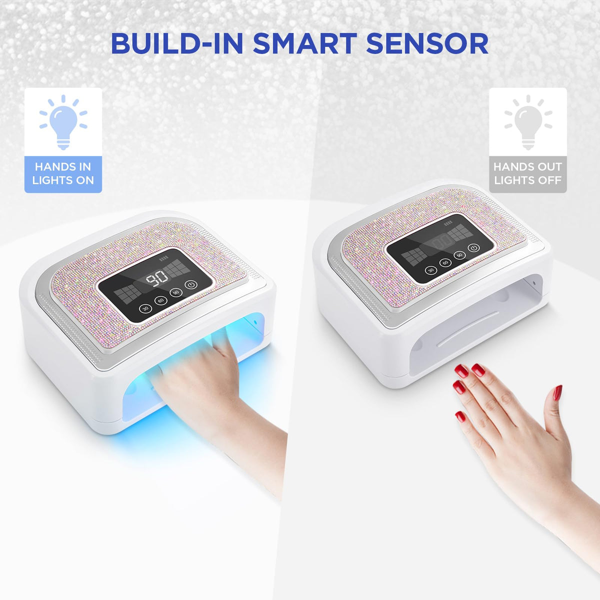Aedavey curing nails with rhinestones demonstrating reliable gem glue curing