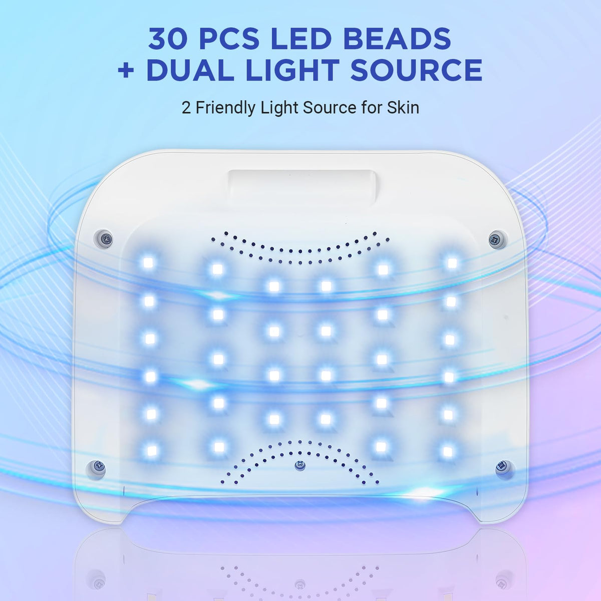Aedavey internal LED array detail showing 30 beads for uniform 360-degree curing