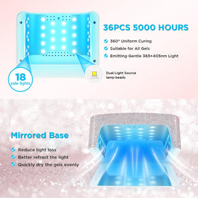 Aedavey reflective mirror base close-up improves light distribution for even curing