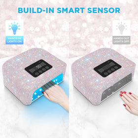 Aedavey beside a hand for scale illustrating compact portable size benefit