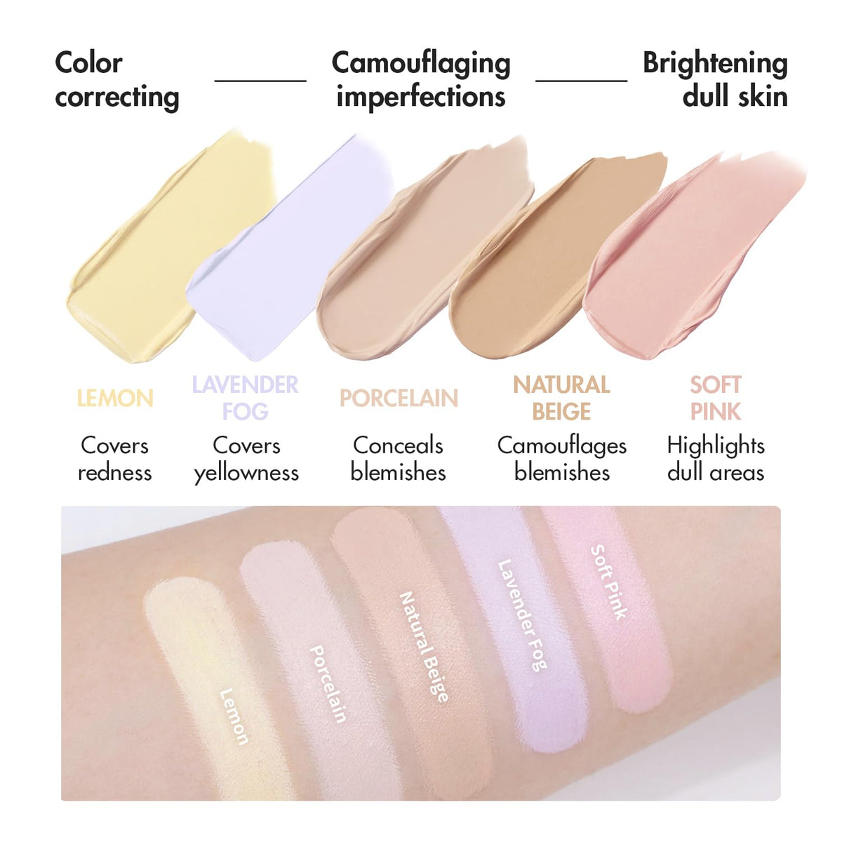 AEKYUNGLUNA open palette top view displaying five shades for easy color selection