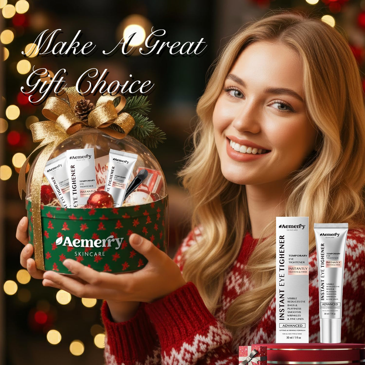 Aemerry on a bathroom counter in morning routine demonstrating fast results
