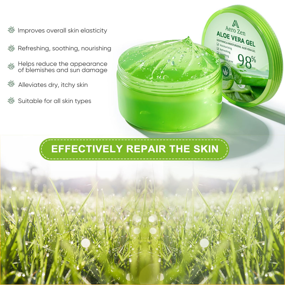 Aero Zen applying gel to face in morning routine for lightweight hydration