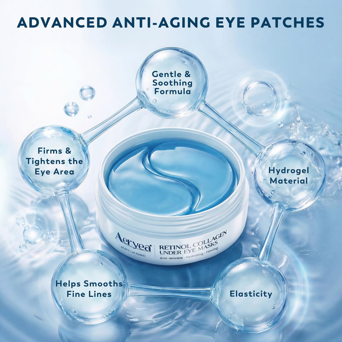 Aeryea open jar revealing neatly stacked hydrogel patches