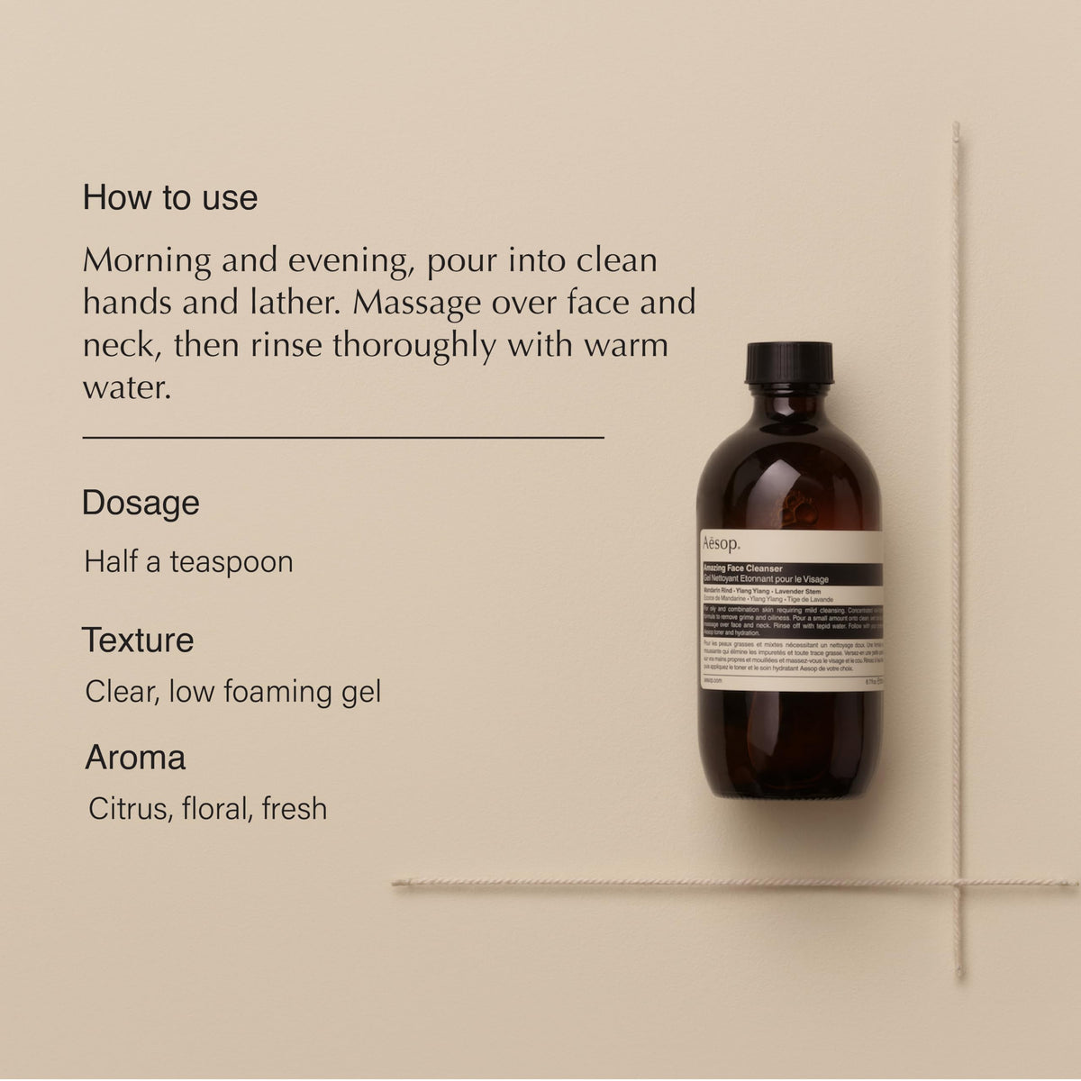 Aesop pump and cap detail demonstrating easy dispensing and control