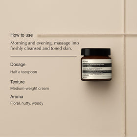 Aesop cream texture close-up showing rich spreadability and hydration