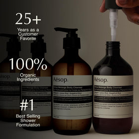 Aesop low-foam gel texture close-up showing gentle-lather benefit