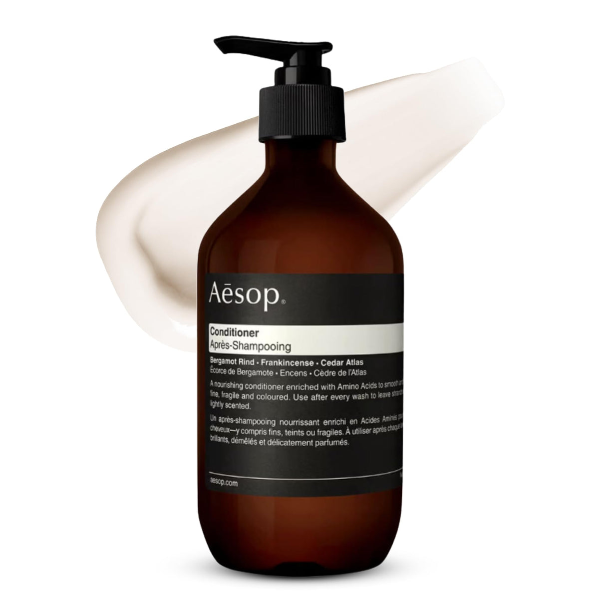 Aesop conditioner front packaging showing label and recycled bottle benefit