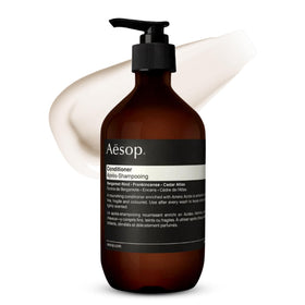 Aesop conditioner front packaging showing label and recycled bottle benefit