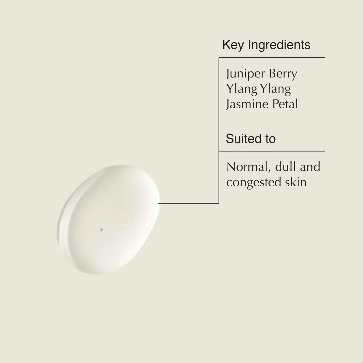 Key ingredients display: copper PCA, bisabolol, ginger root, Aesop calming formulation
