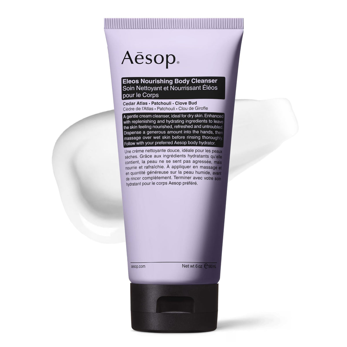 Aesop Eleos front packaging showing minimalist bottle and label, conveys quality