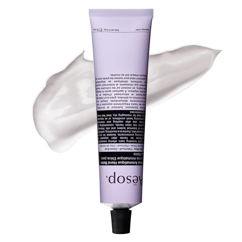Aesop Eleos front tube showing label and volume, highlights portability
