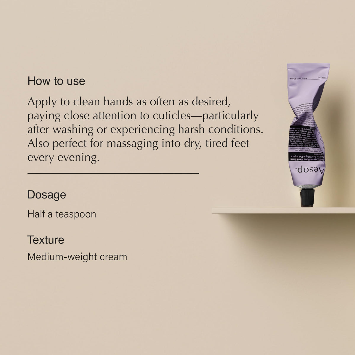 Aesop Eleos creamy texture close-up demonstrating smooth, nourishing feel