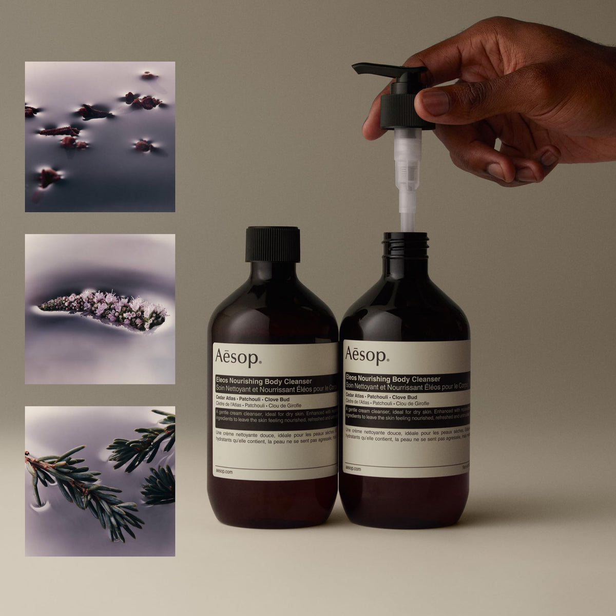 Aesop Eleos texture closeup creamy lather highlighting gentle moisture