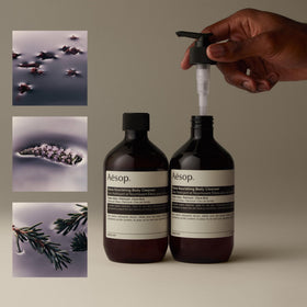 Aesop Eleos texture closeup creamy lather highlighting gentle moisture
