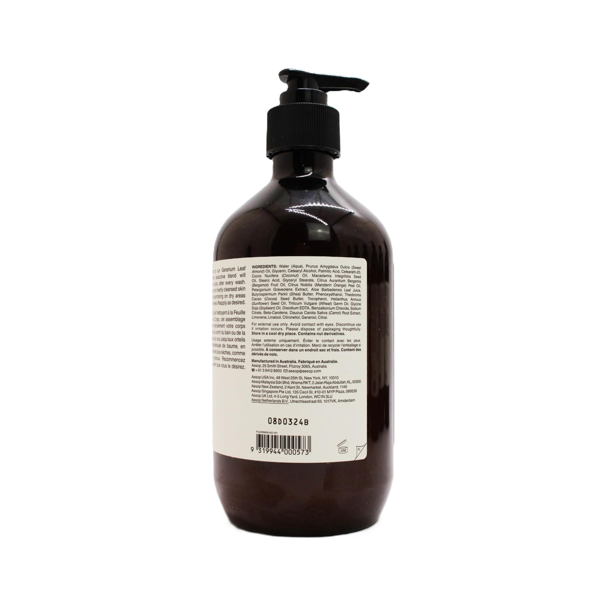 Aesop bottle on bathroom shelf in lifestyle setting conveying everyday use