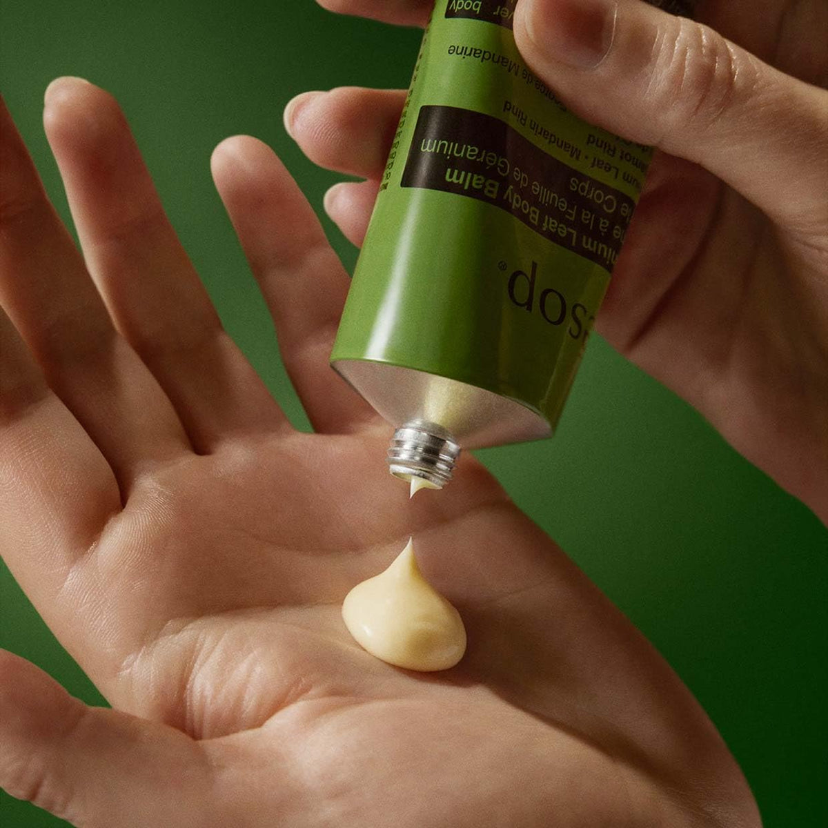 Aesop applying balm to elbow, illustrates targeted relief for rough areas