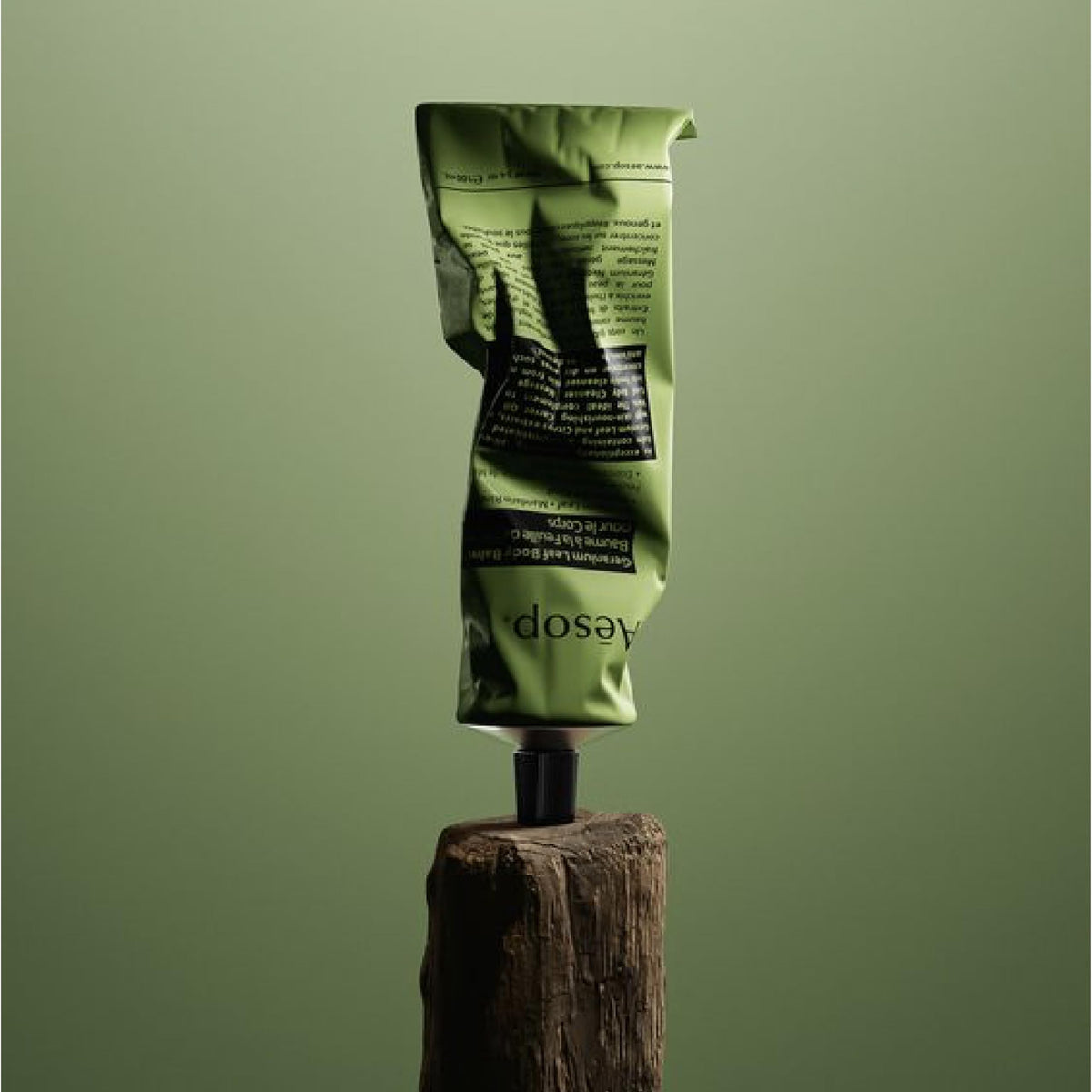 Aesop ingredients label close-up, displays botanical extracts and transparency