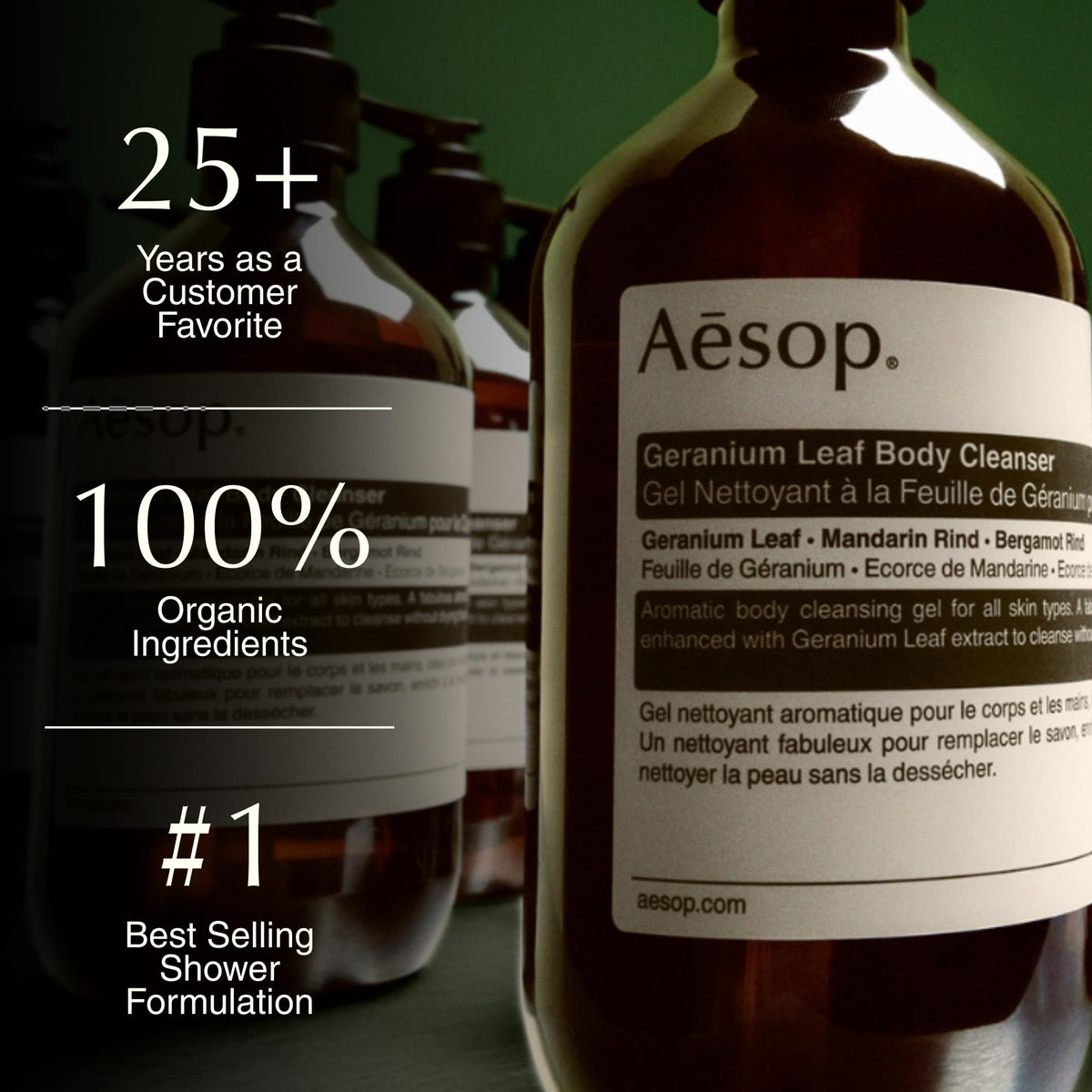 Aesop bottle cap and label close-up highlighting ingredient transparency benefit