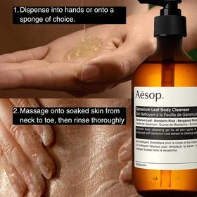 Aesop 500ml bottle held in hand to show size and long-lasting refill advantage
