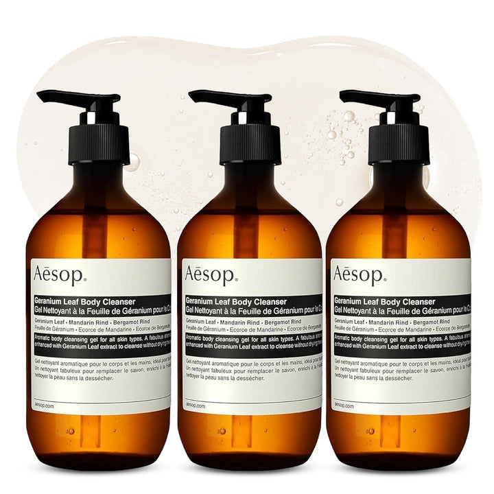 Aesop geranium leaf front packaging showing clean label and size
