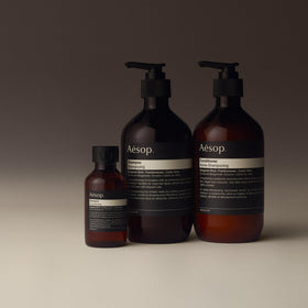 Aesop ingredients bergamot frankincense display signaling natural scent benefits