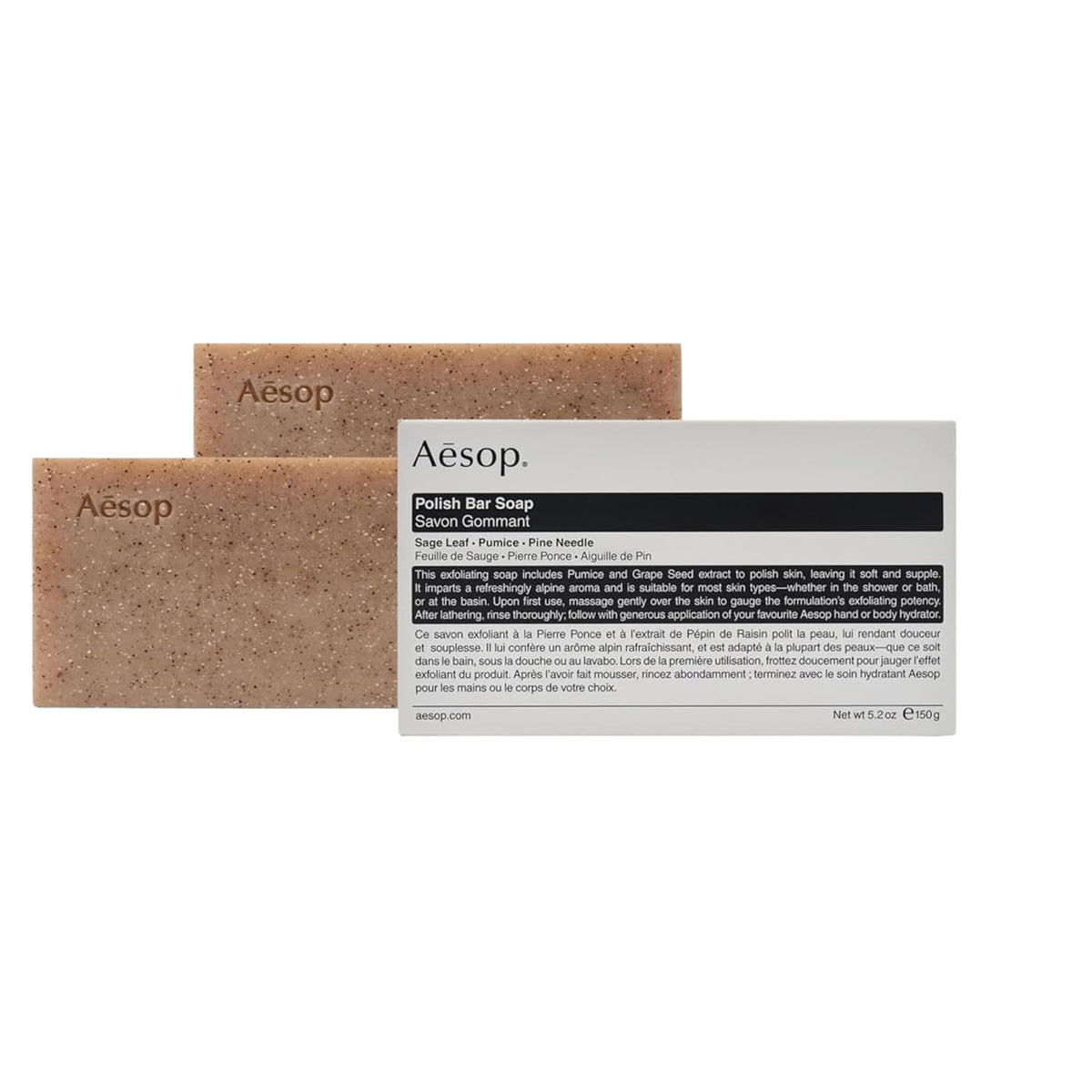 Aesop Polish Bar front packaging showing brand and benefits for refined skin