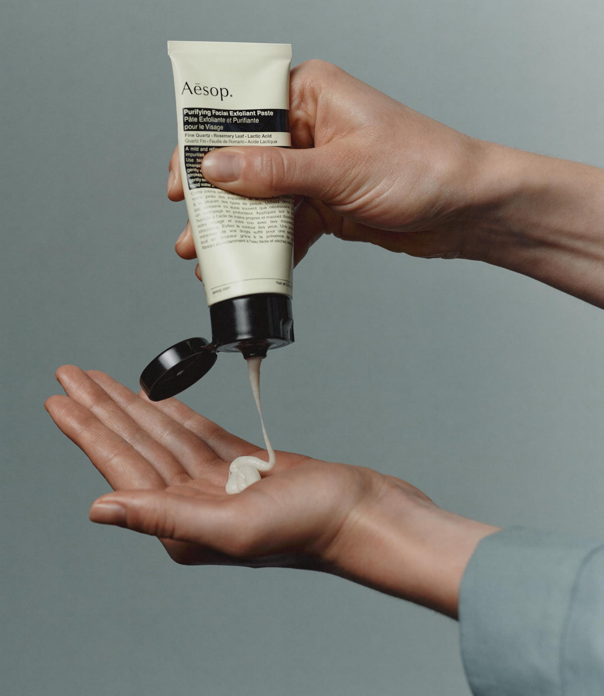 Aesop quartz particles detail displaying exfoliant granules for refined texture