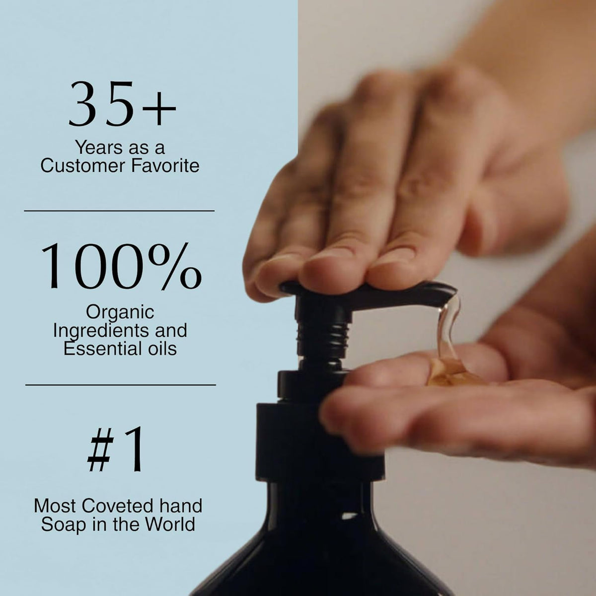 Aesop refill poured into a dispenser in bathroom demonstrating everyday use benefit