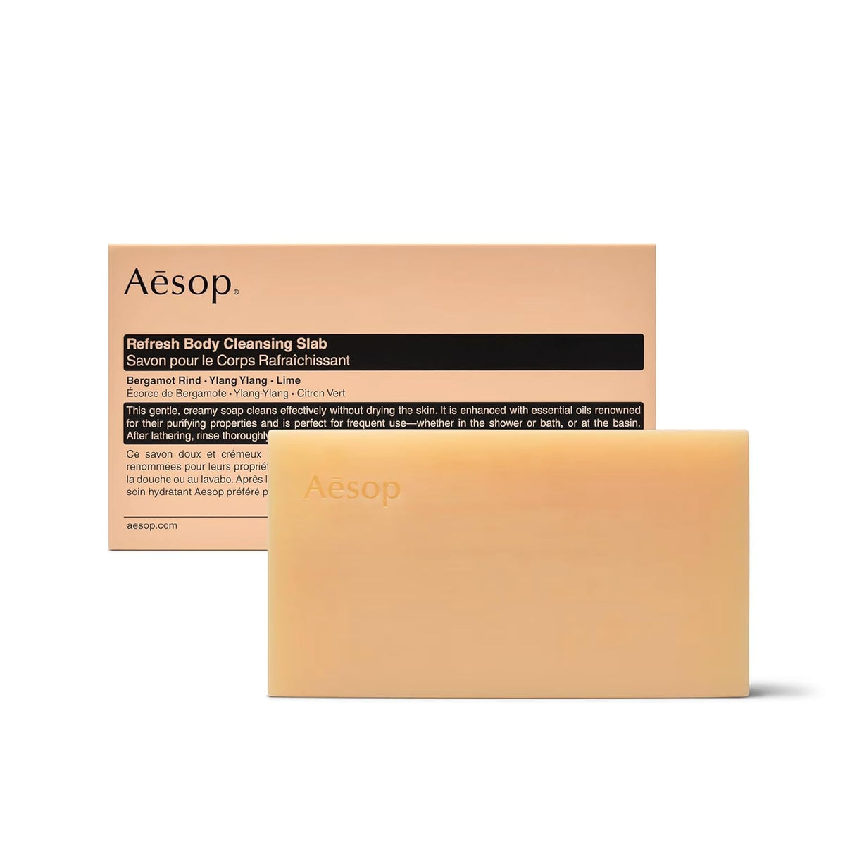 Aesop front packaging showing clean slab and label for long-lasting use