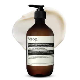 Aesop jar front view showing label and 500mL size, conveys premium hydration