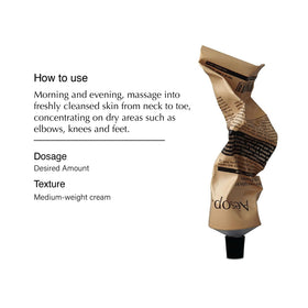 Aesop open jar texture close-up demonstrating creamy balm absorbency and non-greasy finish