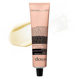 Aesop travel tube front view showing branding and size promoting portability